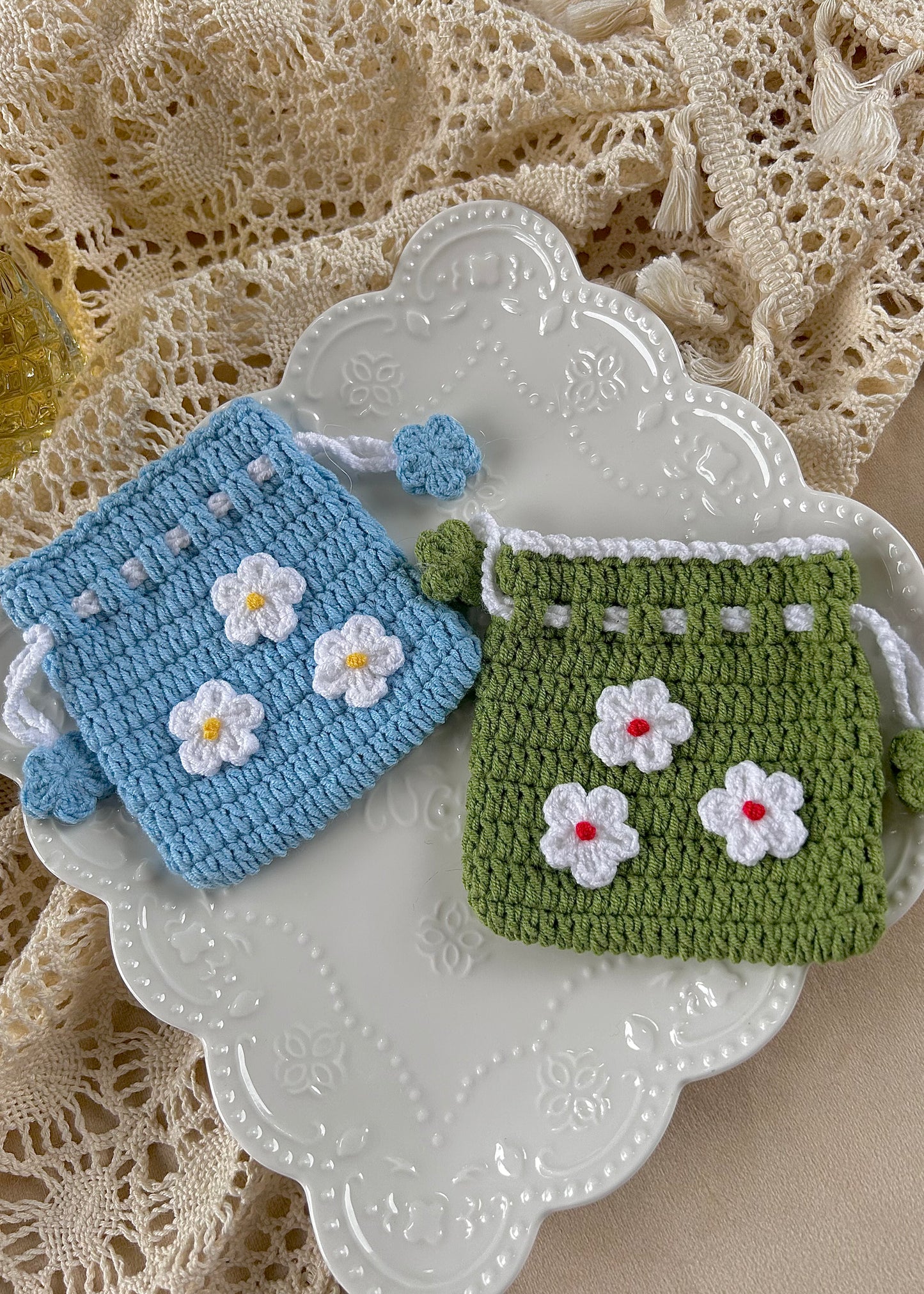 Floral Drawstring Pouch