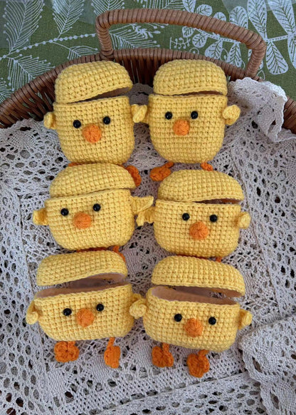 Yellow Chicken Crochet Airpod Case