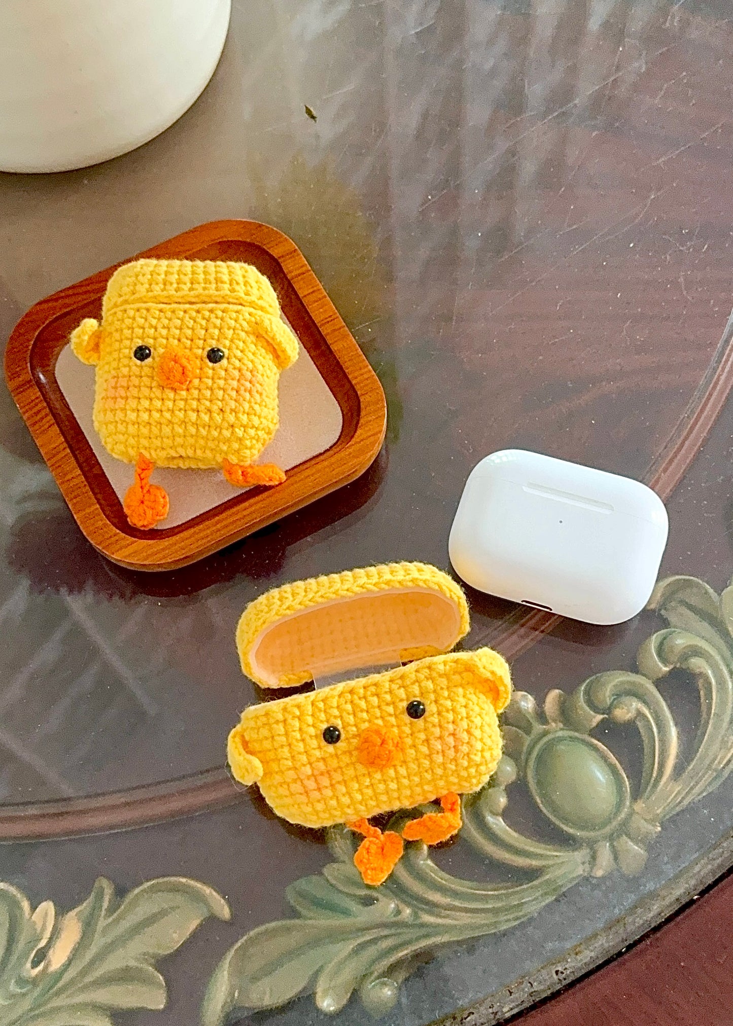 Yellow Chicken Crochet Airpod Case