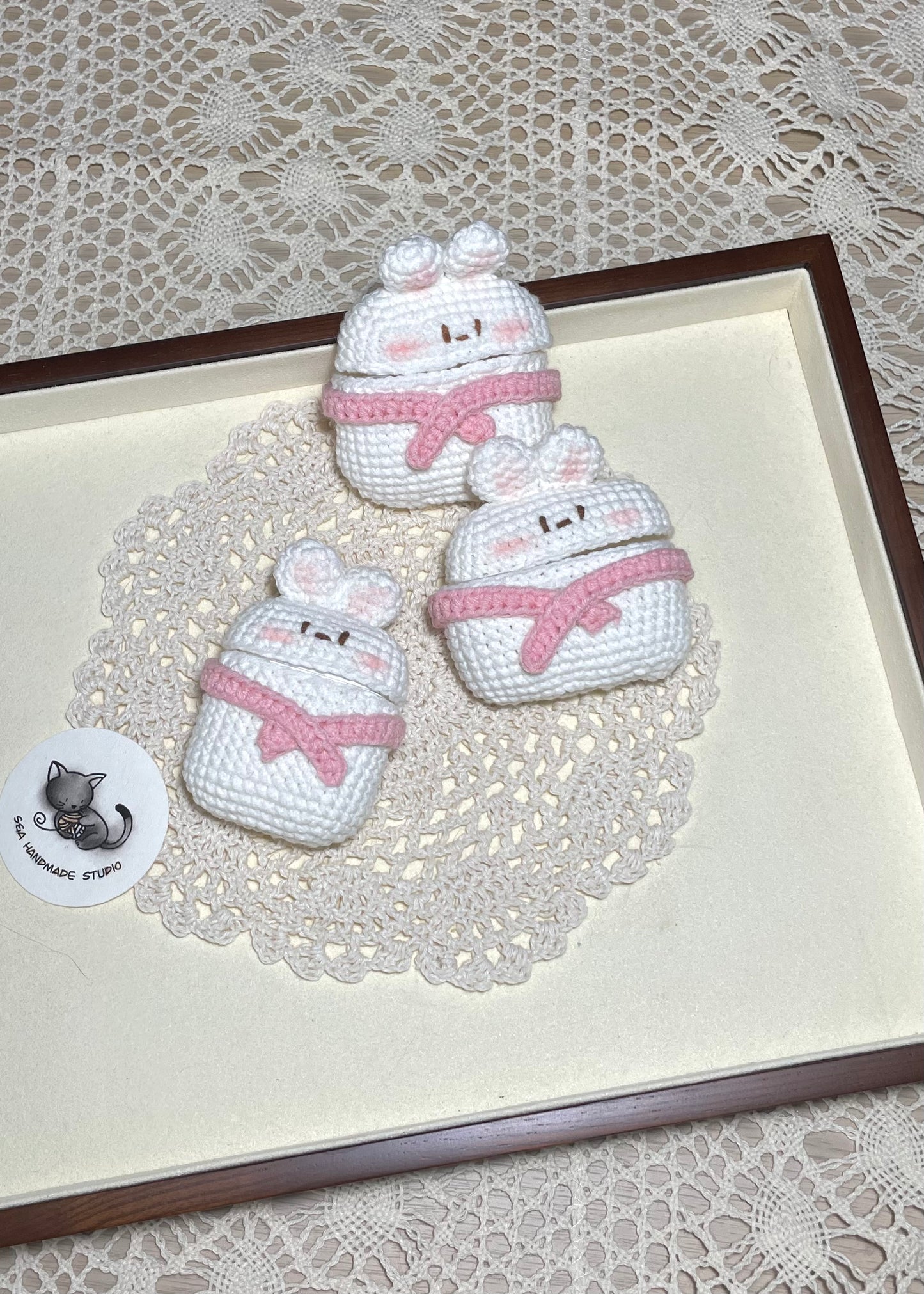 Pink Bunny Crochet Airpod case